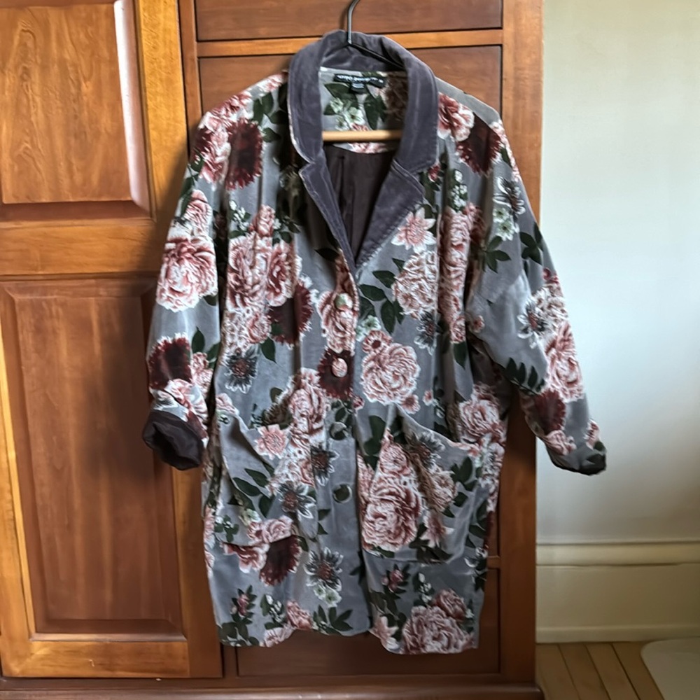 Little Journeys Velvet Front Button Jacket Coat with front pockets